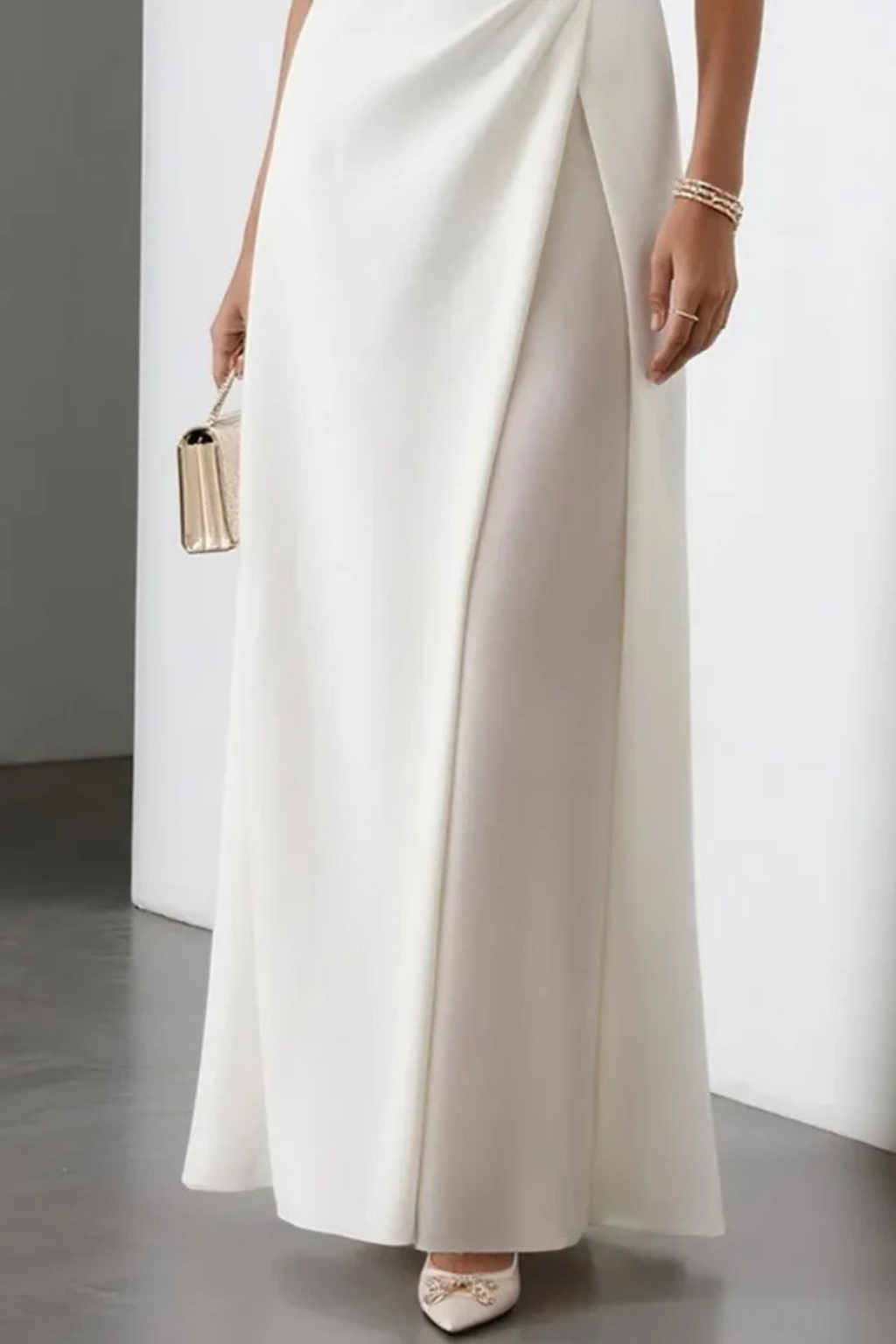 Cressida | Women's Boat Neck Sleeveless Maxi Dress - White - Image 3