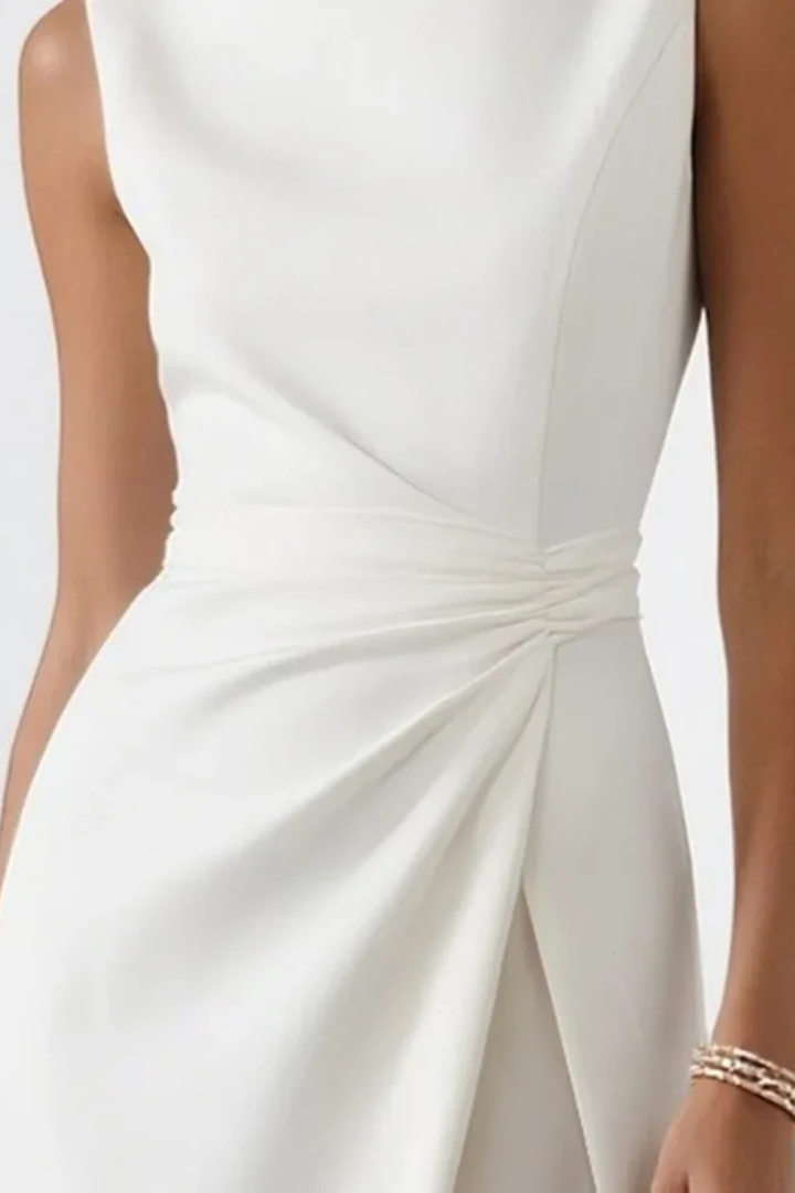 Cressida | Women's Boat Neck Sleeveless Maxi Dress - White - Image 4