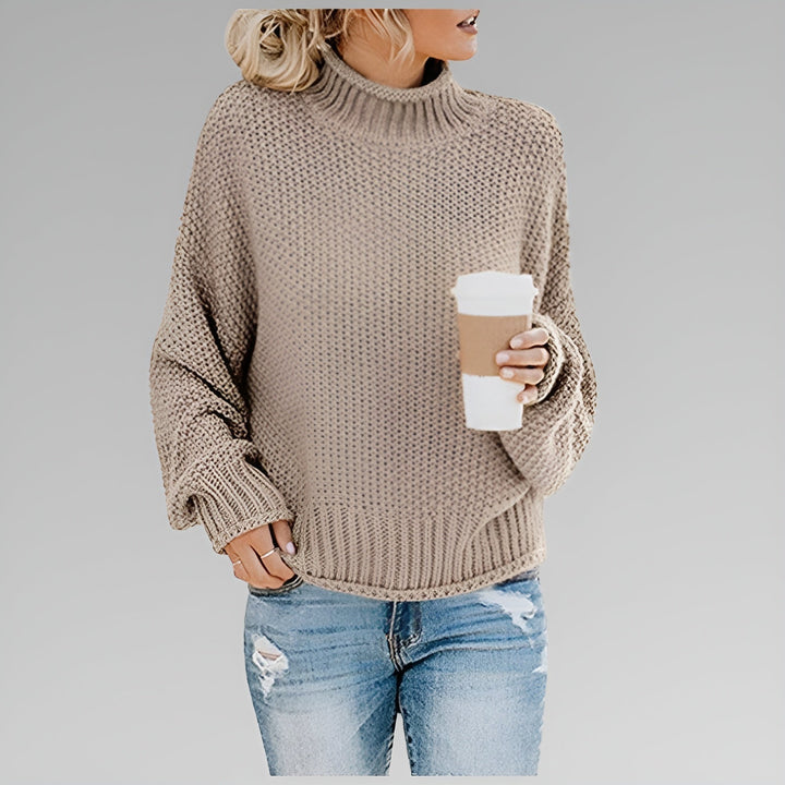 Cyrela | Women's Chunky Knit Turtleneck Sweater - Orange - Image 10