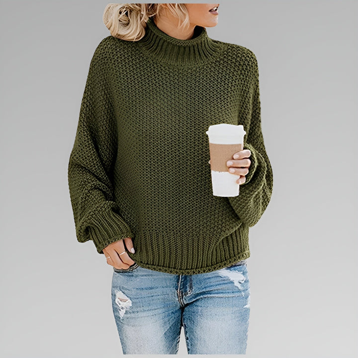 Cyrela | Women's Chunky Knit Turtleneck Sweater - Orange - Image 2