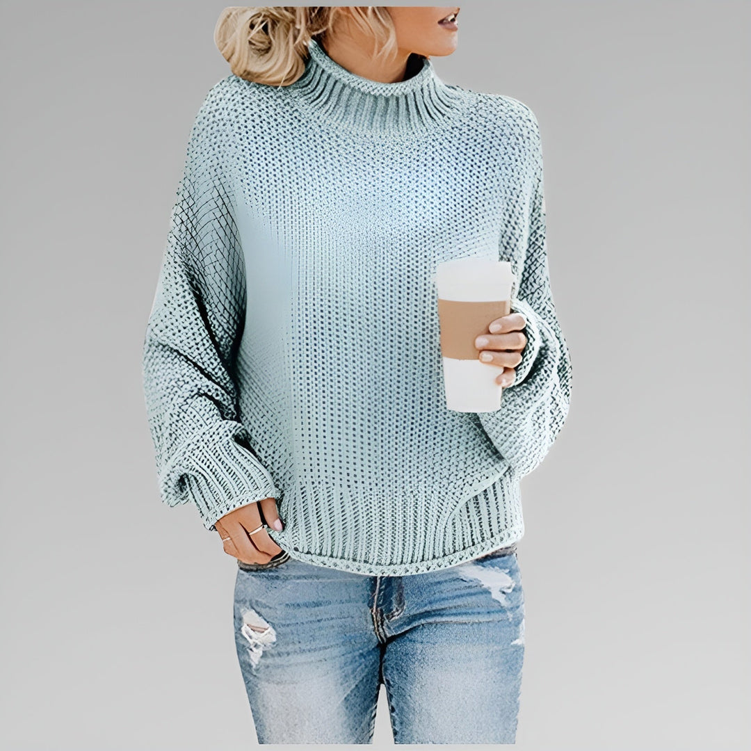 Cyrela | Women's Chunky Knit Turtleneck Sweater - Orange - Image 3