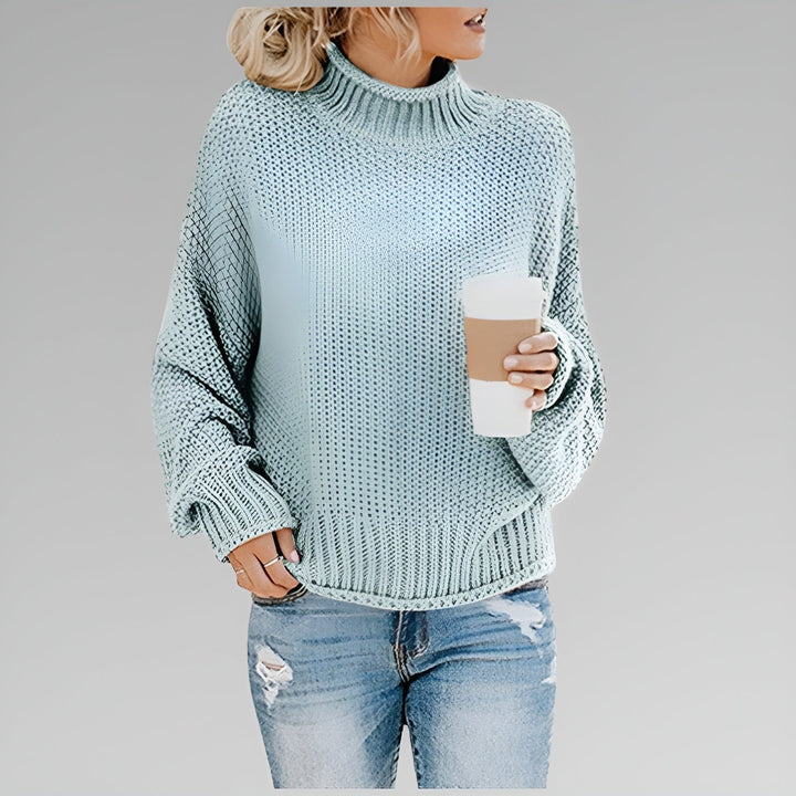 Cyrela | Women's Chunky Knit Turtleneck Sweater - Orange - Image 3