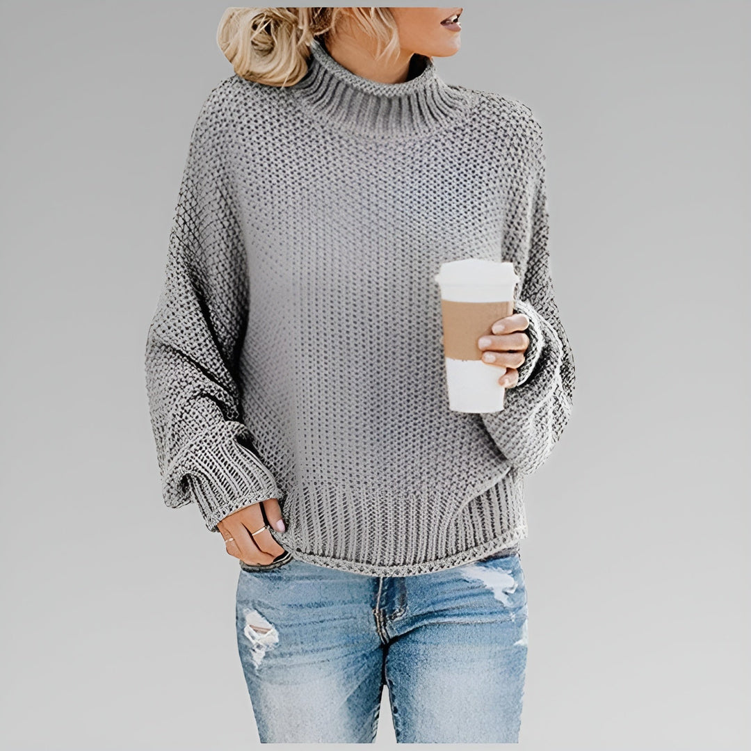 Cyrela | Women's Chunky Knit Turtleneck Sweater - Orange - Image 4