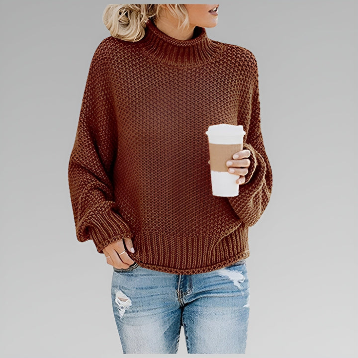 Cyrela | Women's Chunky Knit Turtleneck Sweater - Orange - Image 6
