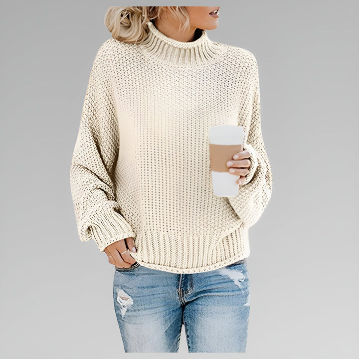 Cyrela | Women's Chunky Knit Turtleneck Sweater - Orange - Image 7