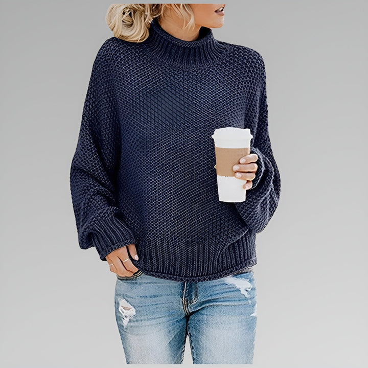 Cyrela | Women's Chunky Knit Turtleneck Sweater - Orange - Image 8
