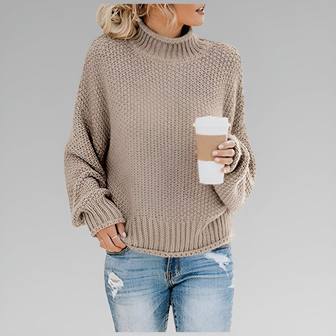 Cyrela | Women's Chunky Knit Turtleneck Sweater - Orange - Image 9