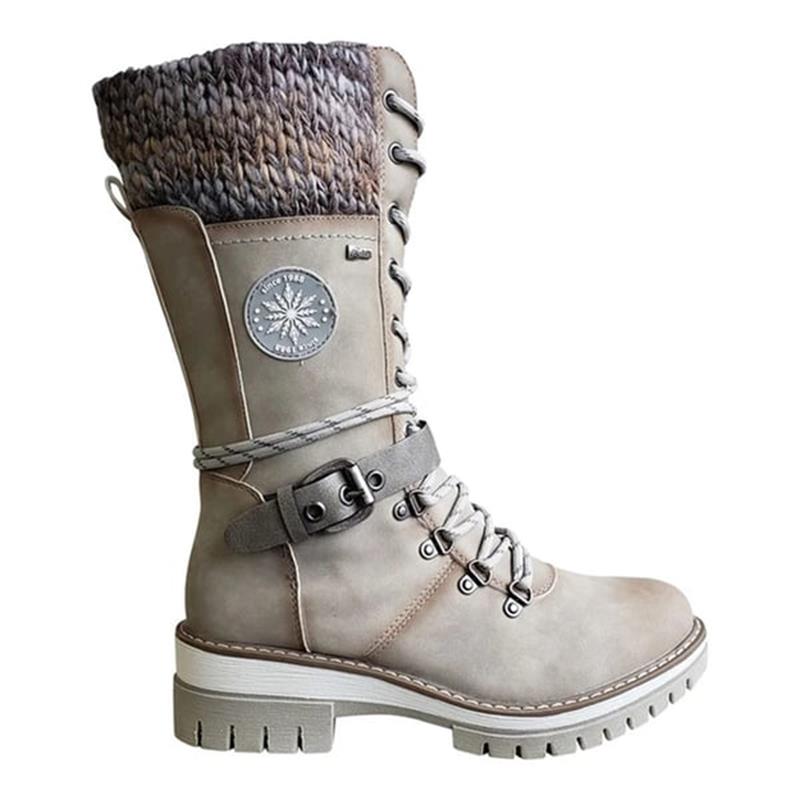 Cyrene | Women's Lace-Up Mid-Calf Winter Boots - Light Grey - Image 10