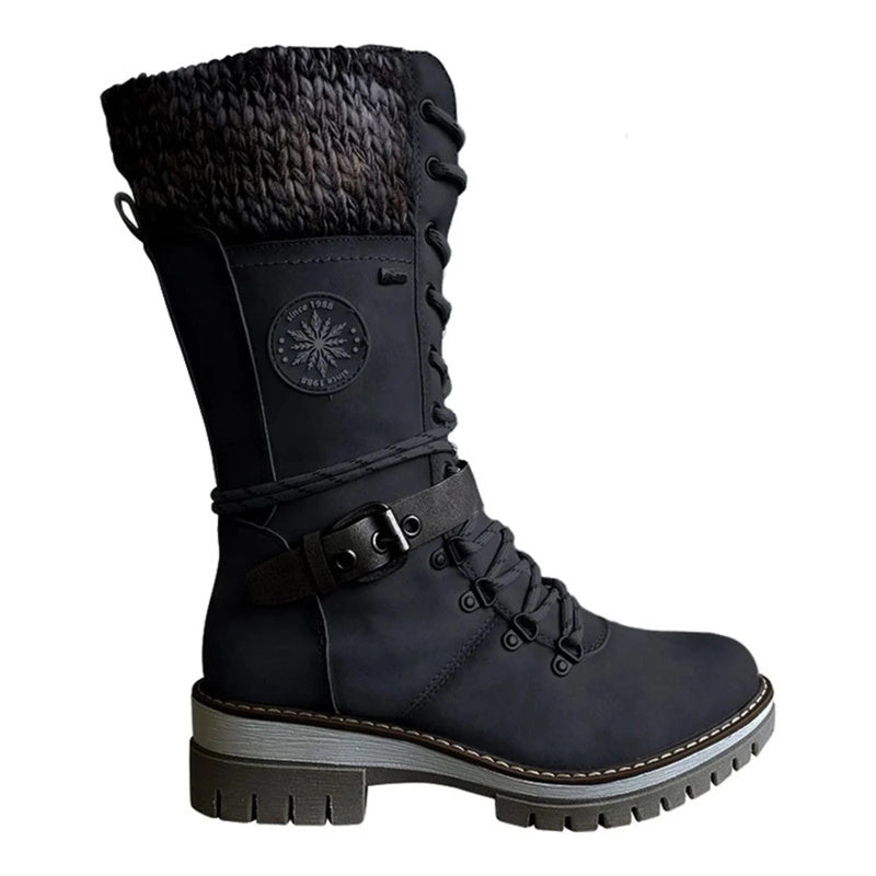 Cyrene | Women's Lace-Up Mid-Calf Winter Boots - Light Grey - Image 11