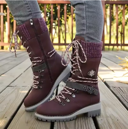 Cyrene | Women's Lace-Up Mid-Calf Winter Boots - Light Grey - Image 16