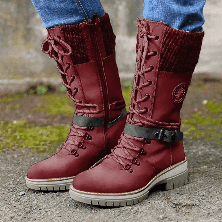Cyrene | Women's Lace-Up Mid-Calf Winter Boots - Light Grey - Image 3