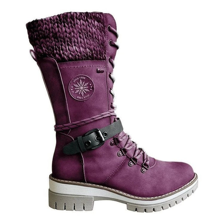 Cyrene | Women's Lace-Up Mid-Calf Winter Boots - Light Grey - Image 6