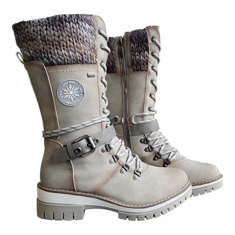 Cyrene | Women's Lace-Up Mid-Calf Winter Boots - Light Grey - Image 9
