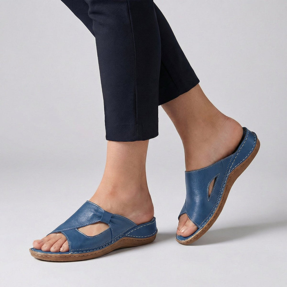 Dagna | Women's Slip-On Flat Mule Sandal with Cut-Out - Black - Image 2