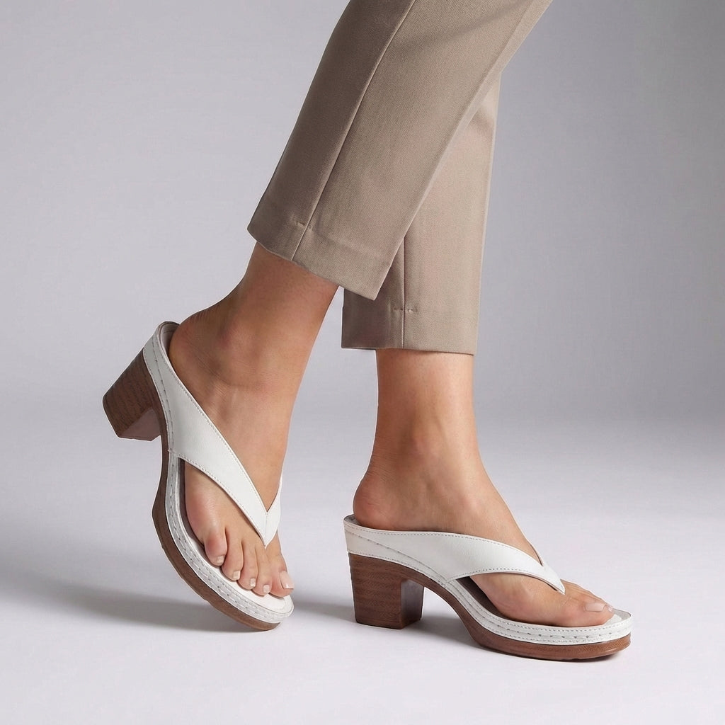 Daphne | Women's Block Heel Thong Platform Sandal - Black - Image 4