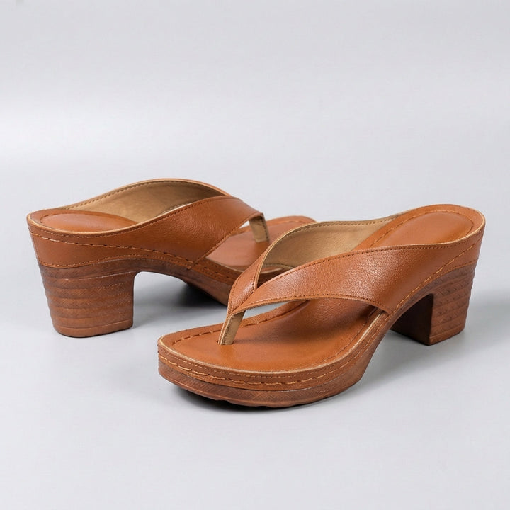 Daphne | Women's Block Heel Thong Platform Sandal - Black - Image 6