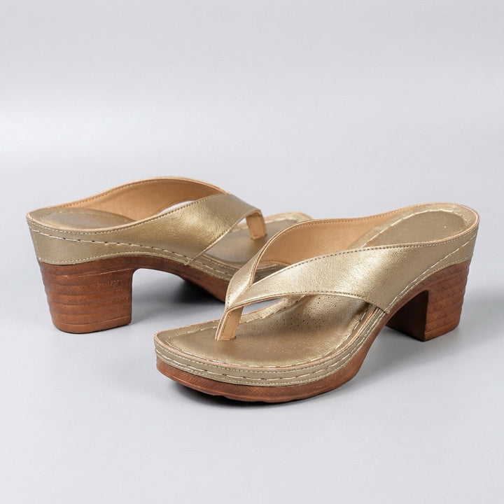 Daphne | Women's Block Heel Thong Platform Sandal - Black - Image 7