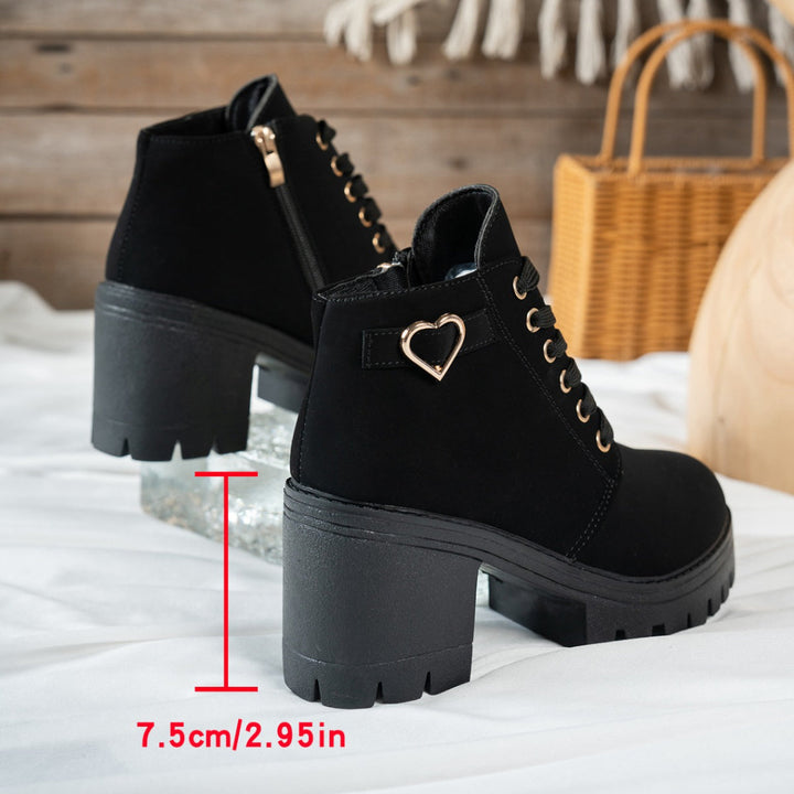 Darcy | Women's Lace-Up Ankle Boot with Block Heel - Beige - Image 11