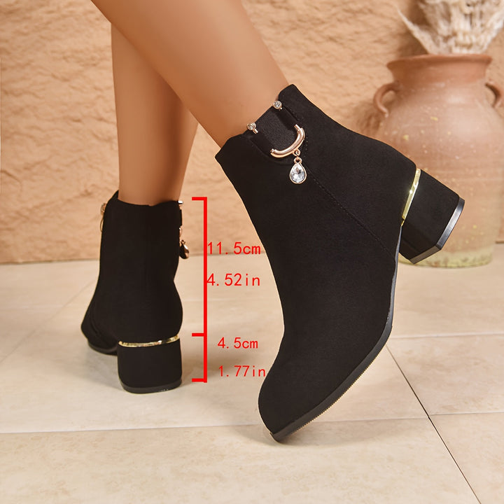 Darienne | Women's Block Heel Ankle Boot - Dark Brown - Image 3