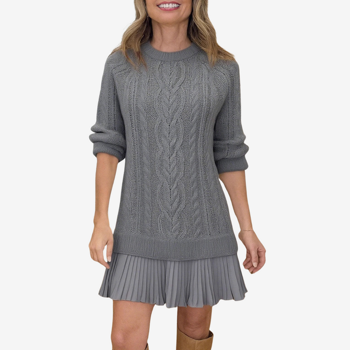 Darienne | Women's Cable Knit Sweater Dress - Cream - Image 7