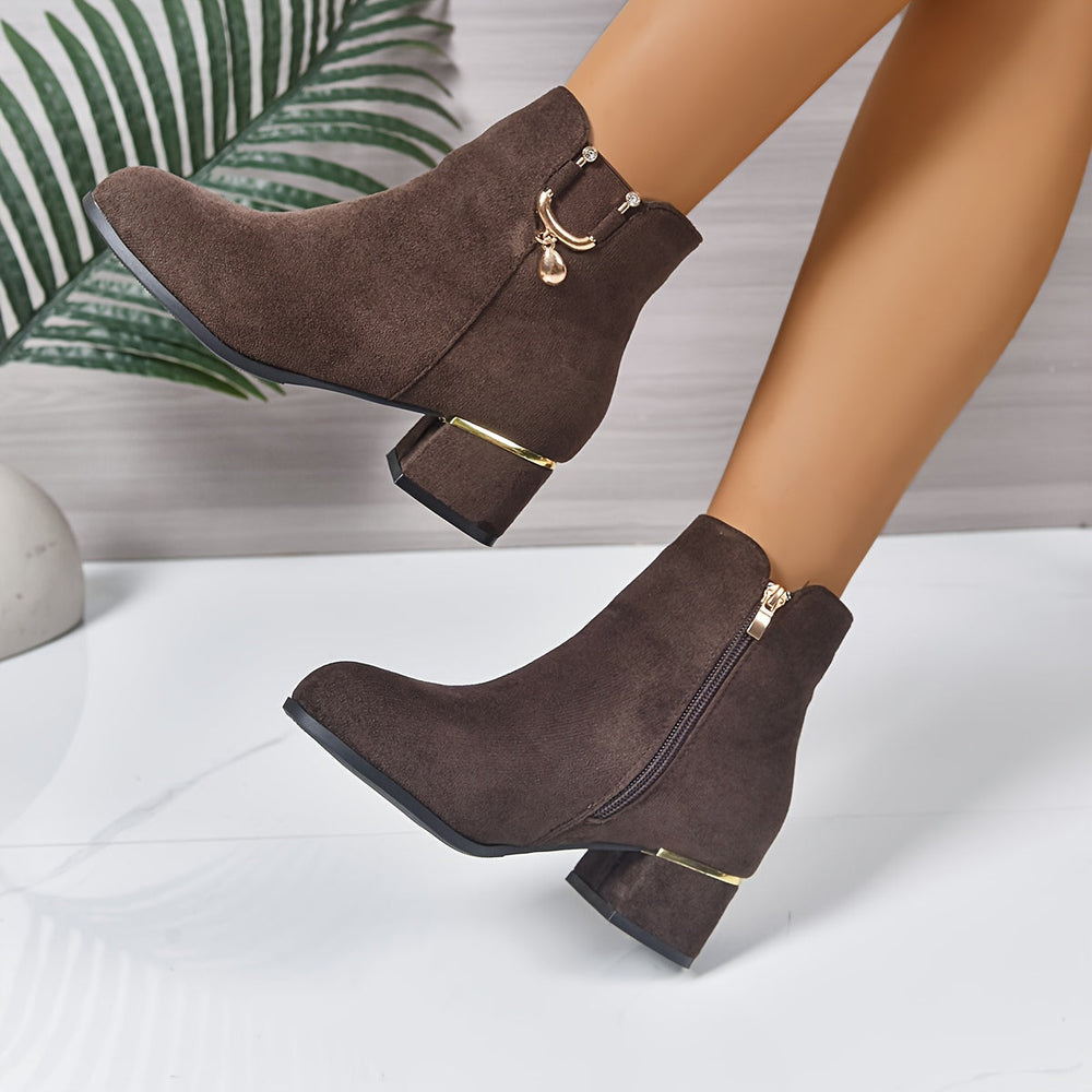 Darienne | Women's Chelsea Ankle Boot with Block Heel - Brown - Image 2
