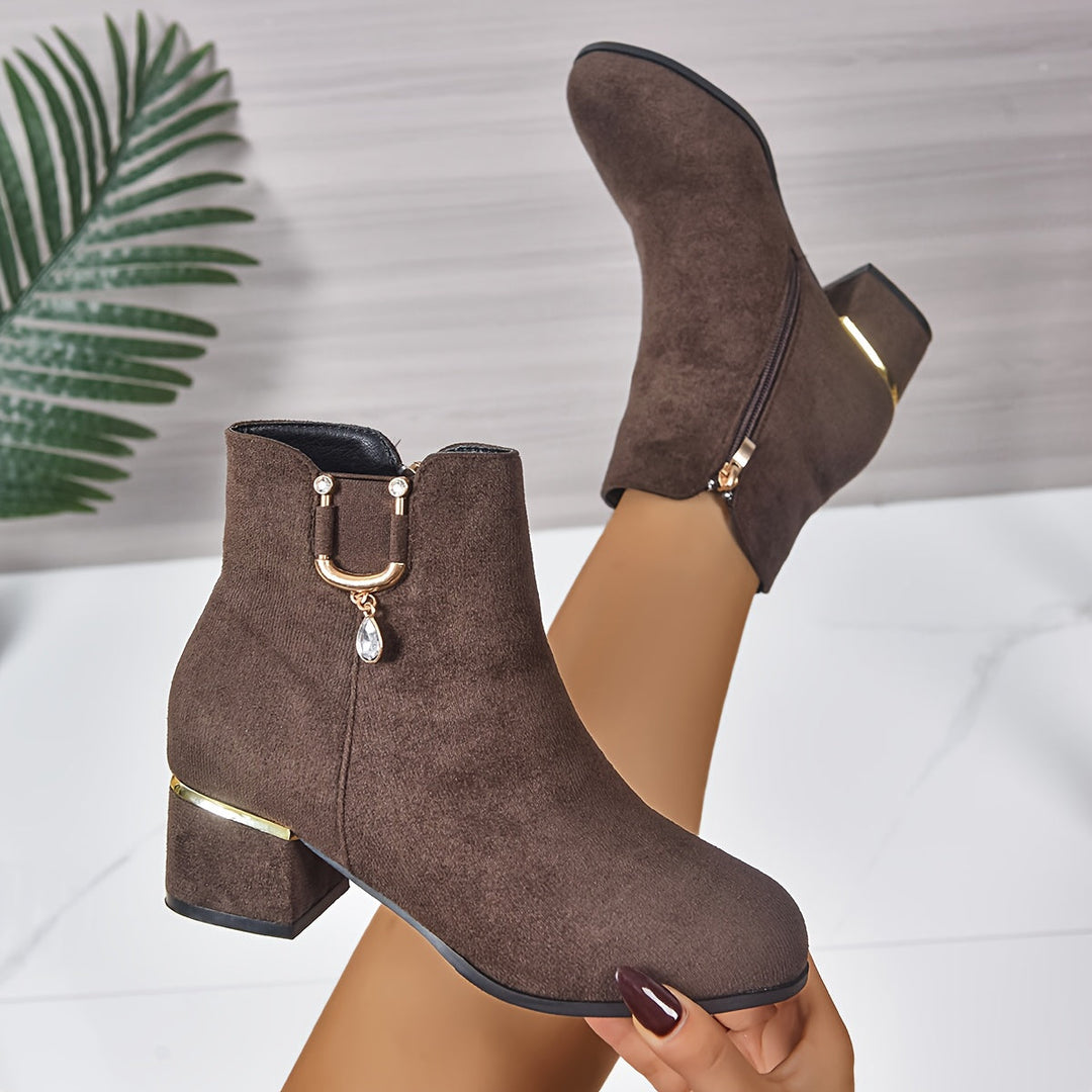 Darienne | Women's Chelsea Ankle Boot with Block Heel - Brown - Image 4