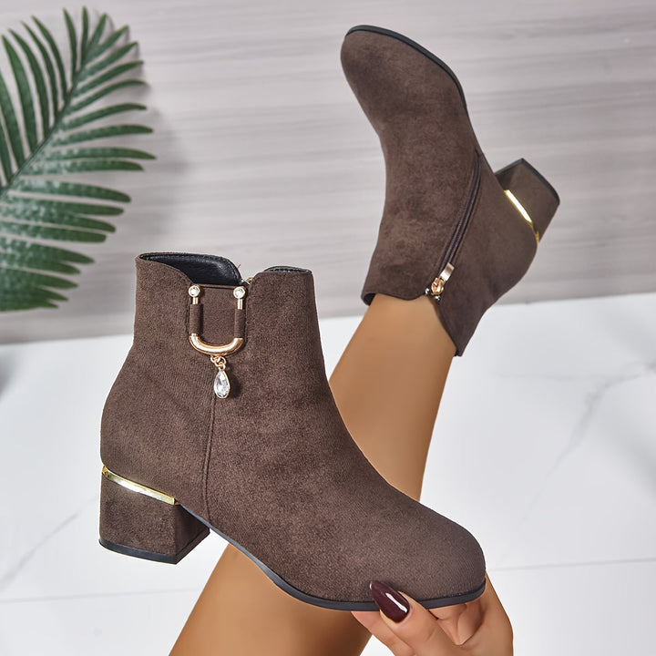 Darienne | Women's Chelsea Ankle Boot with Block Heel - Brown - Image 4