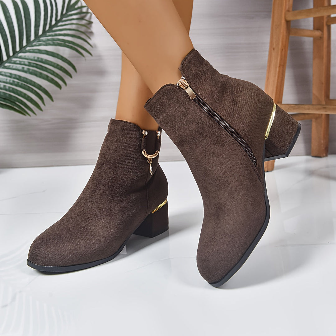 Darienne | Women's Chelsea Ankle Boot with Block Heel - Brown - Image 9