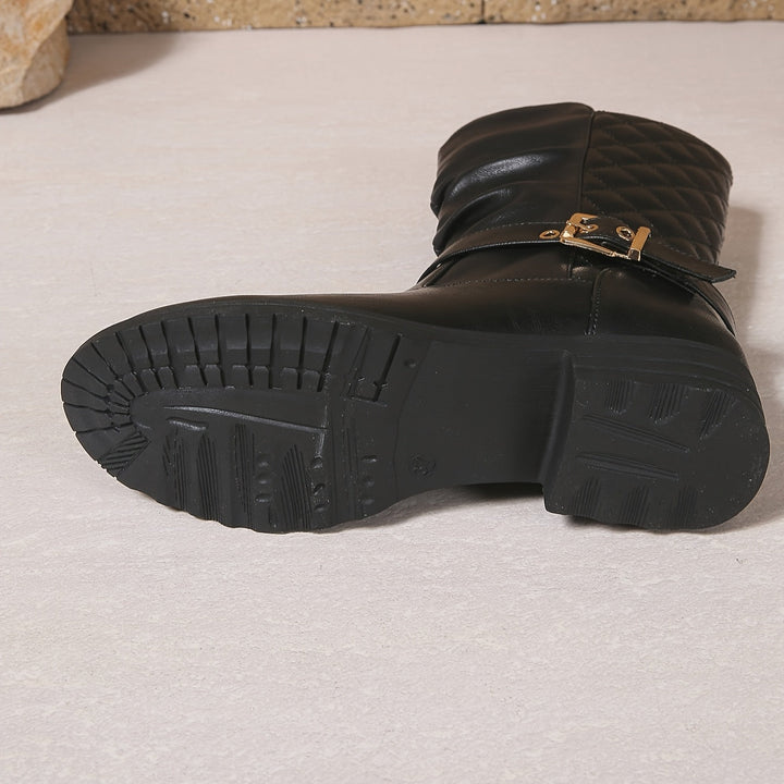 Darienne | Women's Mid-Calf Buckle Boots - Black - Image 8
