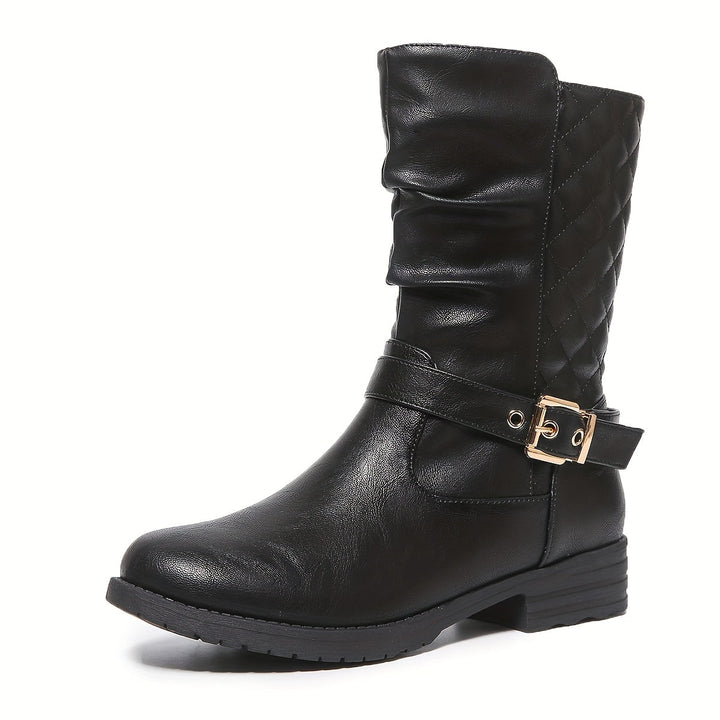 Darienne | Women's Mid-Calf Buckle Boots - Black - Image 9