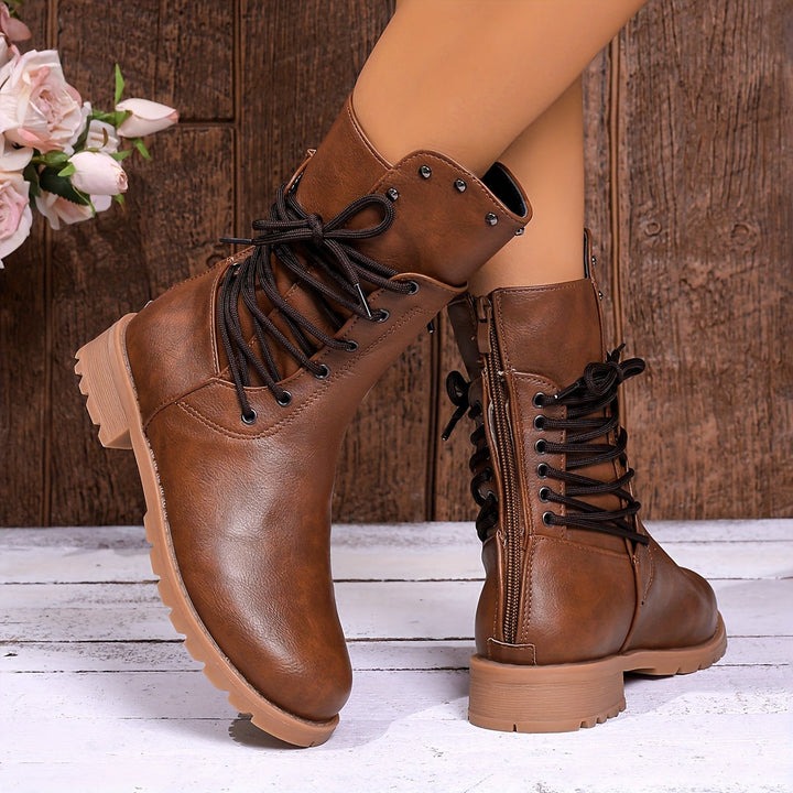 Darla | Women's Lace-Up Combat Ankle Boot - Black - Image 12