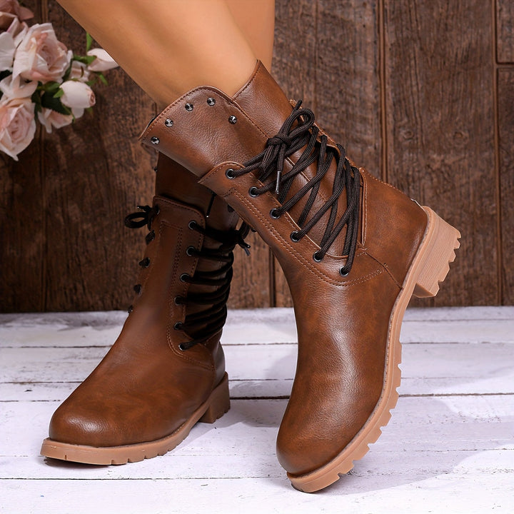 Darla | Women's Lace-Up Combat Ankle Boot - Black - Image 13