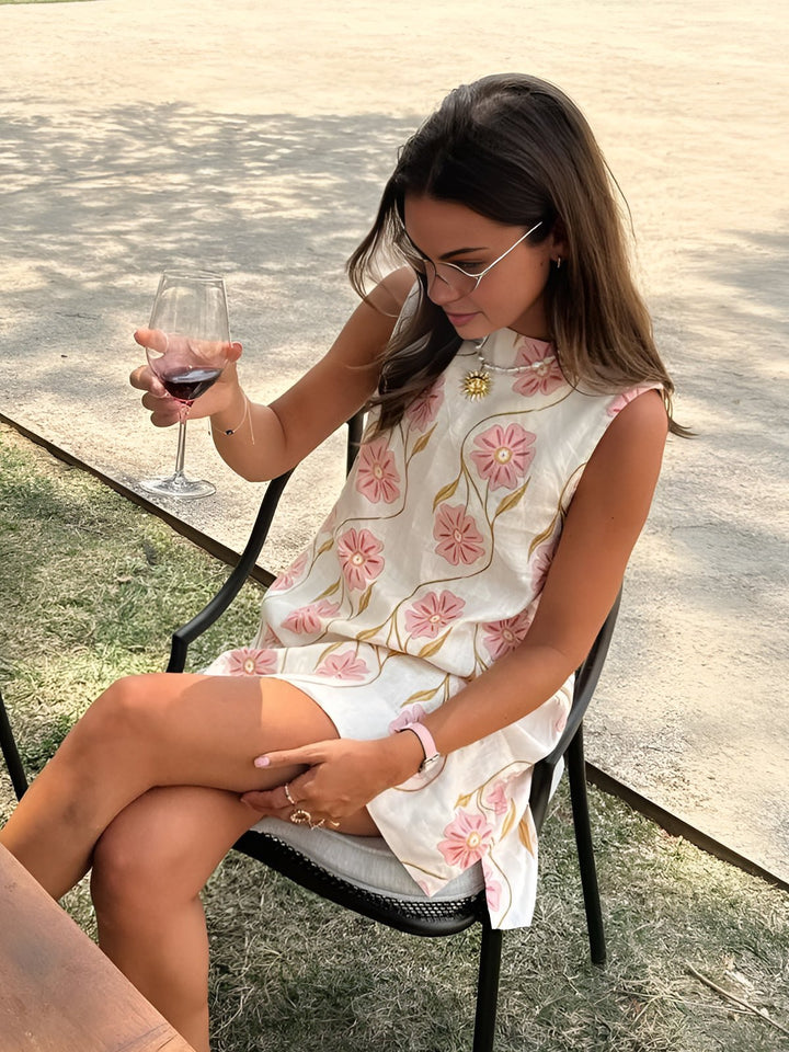 Delara | Women's Mock Neck Sleeveless Floral Mini Dress - Floral - Image 1