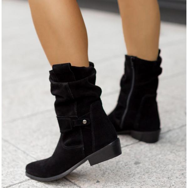 Della | Women's Slouch Ankle Boot Low Block Heel - Taupe - Image 13