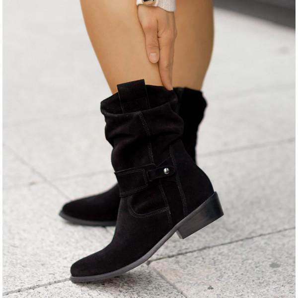 Della | Women's Slouch Ankle Boot Low Block Heel - Taupe - Image 14