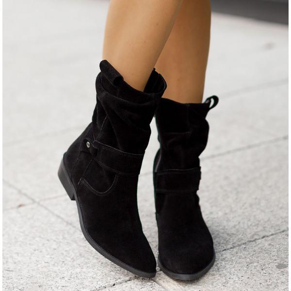 Della | Women's Slouch Ankle Boot Low Block Heel - Taupe - Image 15