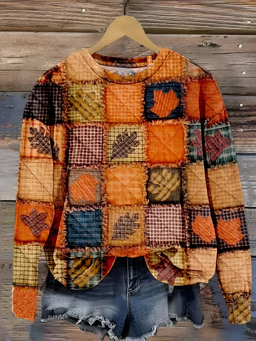 Delvara | Women's Autumn Patchwork Print Sweater - Image 1