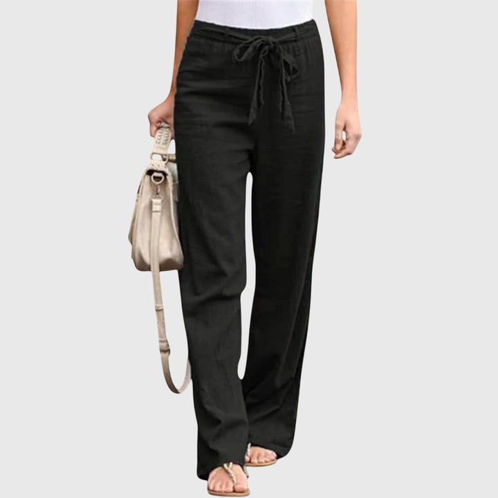Dessa | Women's Belted High Waist Wide Leg Pants - White - Image 4