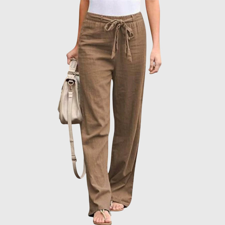 Dessa | Women's Belted High Waist Wide Leg Pants - White - Image 6