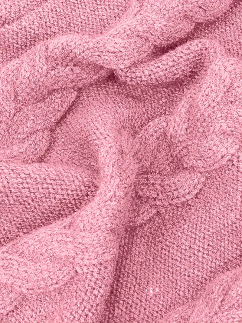 Devna | Women's Oversized Cable Knit Turtleneck Sweater - Burgundy - Image 17