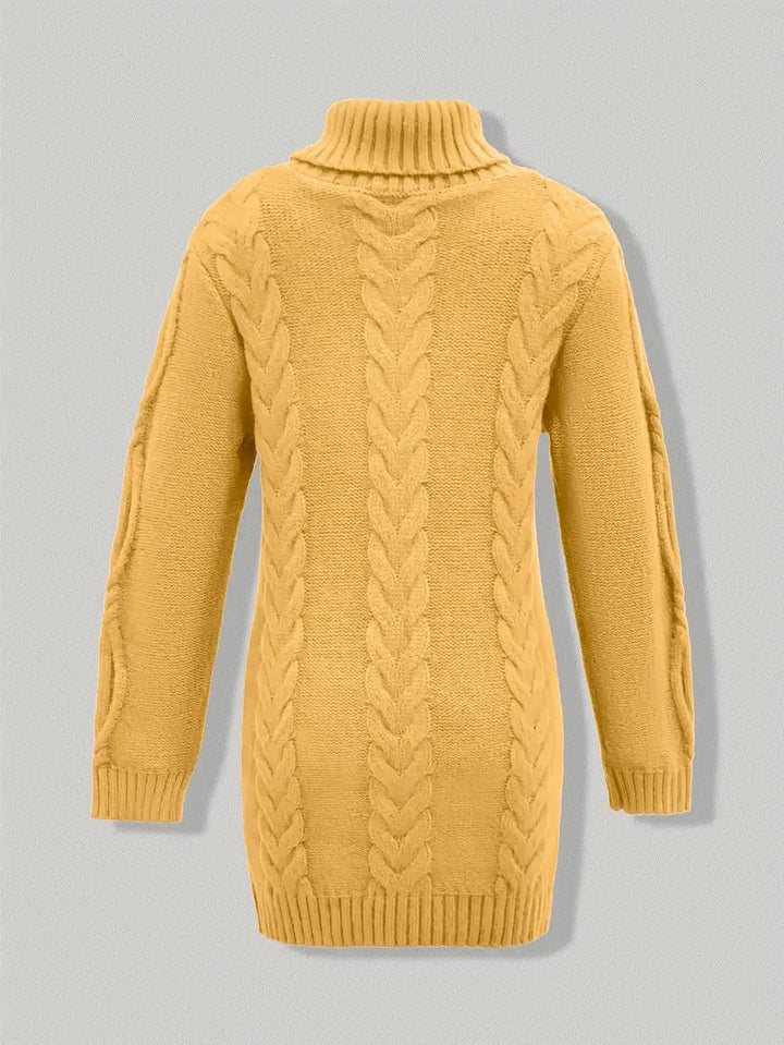 Devna | Women's Oversized Cable Knit Turtleneck Sweater - Burgundy - Image 19