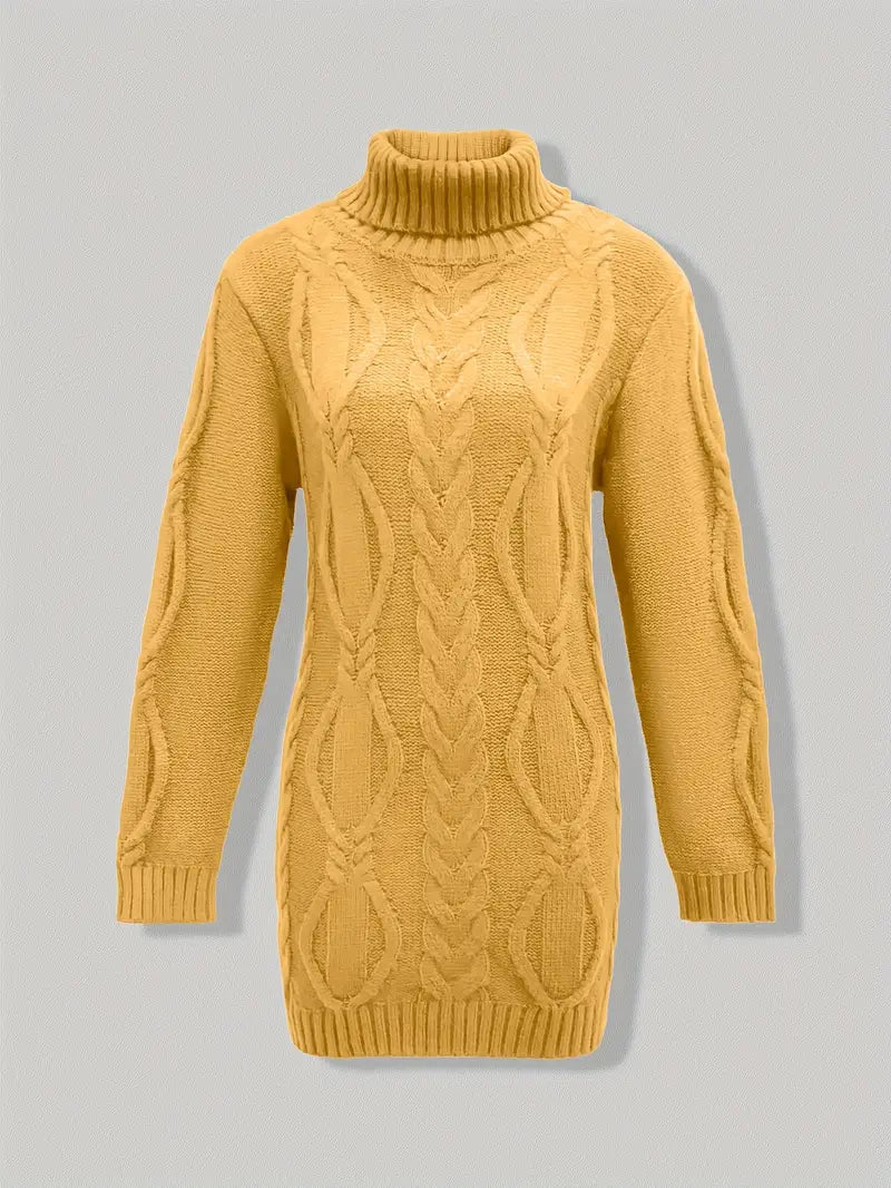 Devna | Women's Oversized Cable Knit Turtleneck Sweater - Burgundy - Image 20