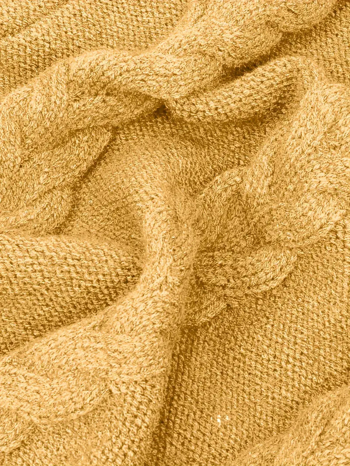 Devna | Women's Oversized Cable Knit Turtleneck Sweater - Burgundy - Image 21