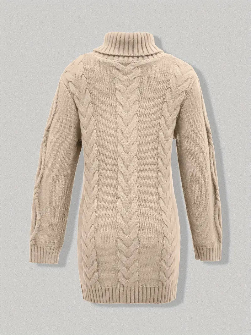 Devna | Women's Oversized Cable Knit Turtleneck Sweater - Burgundy - Image 27
