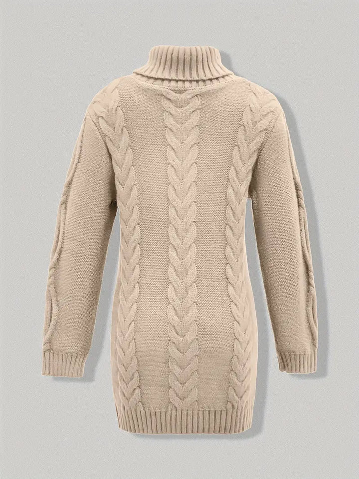 Devna | Women's Oversized Cable Knit Turtleneck Sweater - Burgundy - Image 27