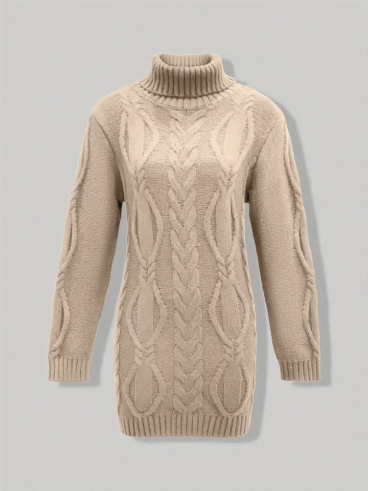 Devna | Women's Oversized Cable Knit Turtleneck Sweater - Burgundy - Image 28