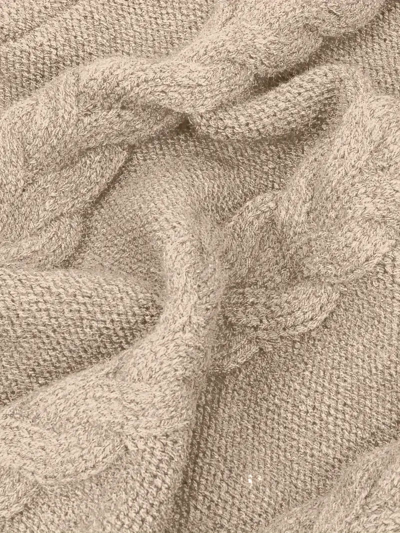 Devna | Women's Oversized Cable Knit Turtleneck Sweater - Burgundy - Image 29
