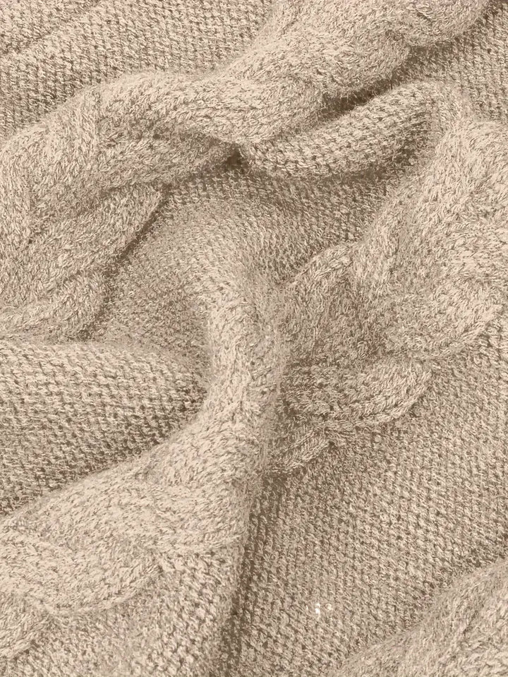 Devna | Women's Oversized Cable Knit Turtleneck Sweater - Burgundy - Image 29