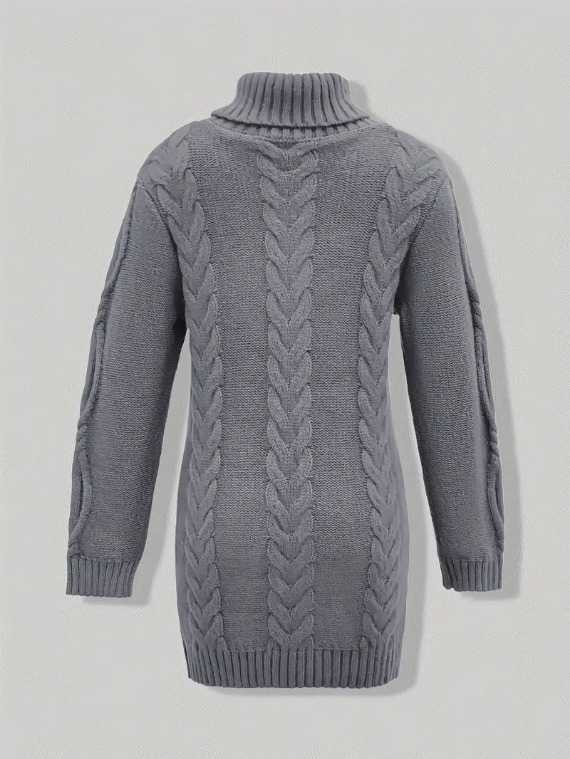 Devna | Women's Oversized Cable Knit Turtleneck Sweater - Burgundy - Image 31