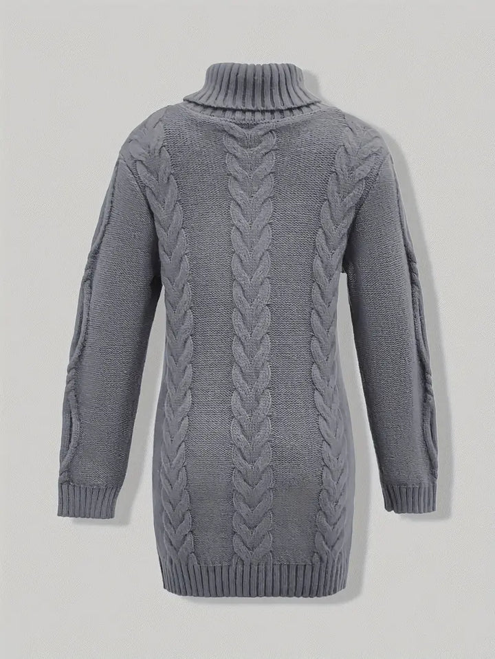 Devna | Women's Oversized Cable Knit Turtleneck Sweater - Burgundy - Image 31